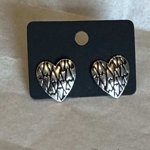 Silver Heart Earrings For Pierced Ears - Picture 4 of 11